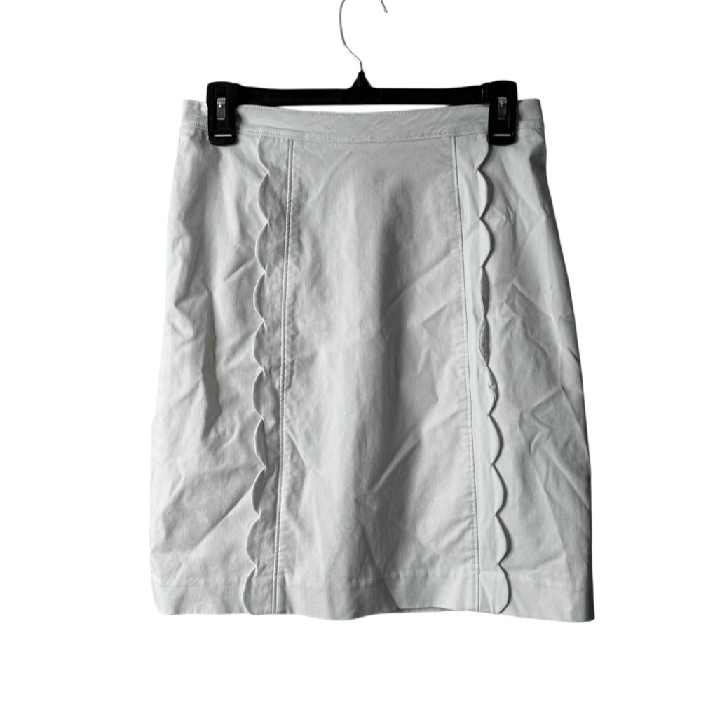 J Mclaughlin White Scalloped Beachy Preppy Nautical Skirt